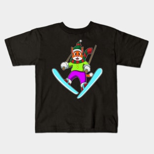 Cat as Ski jumper at Telemark Kids T-Shirt